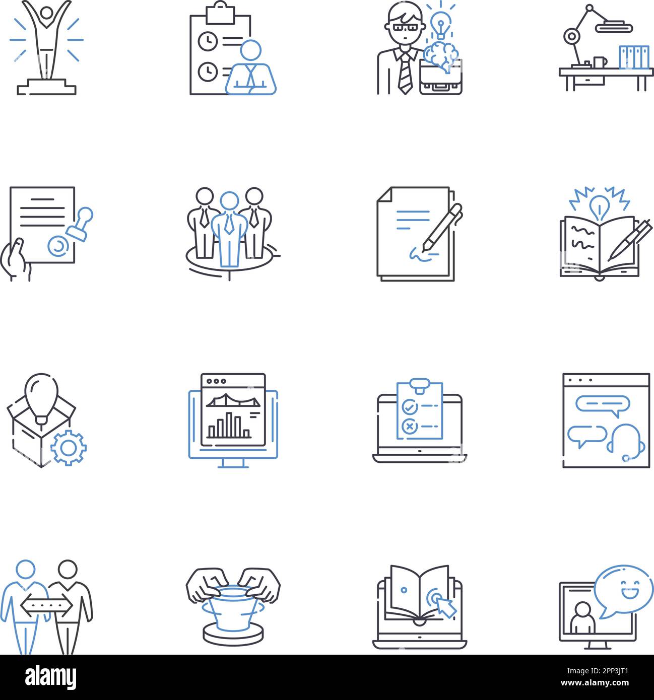 Progress checkin line icons collection. Accountability, Goals, Milests