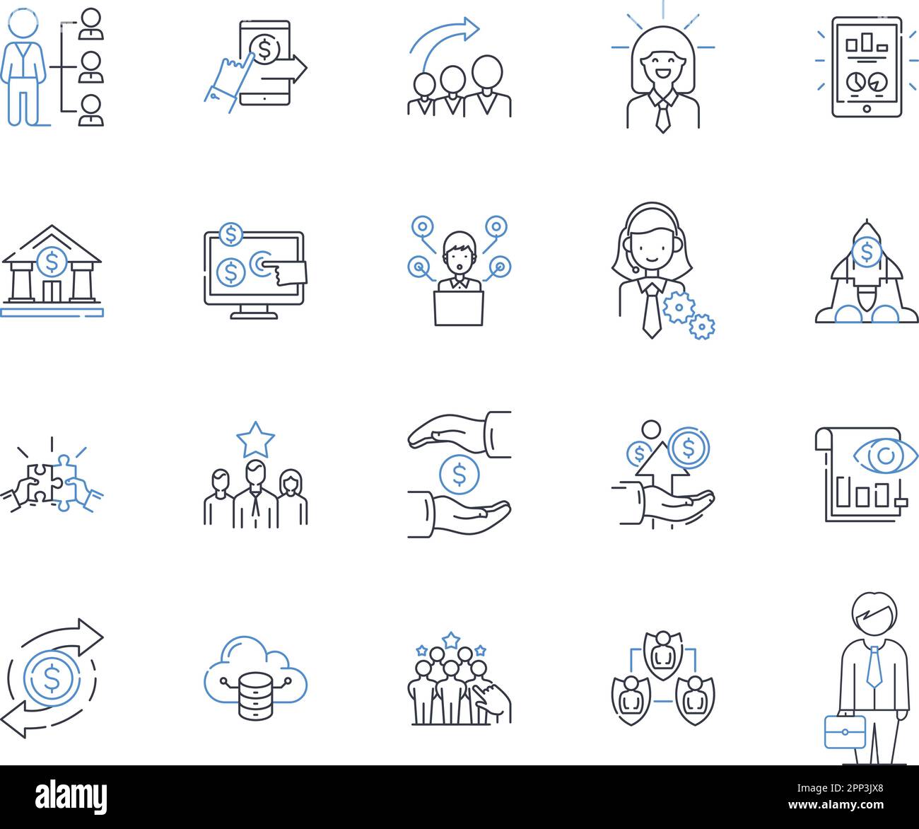 Job output line icons collection. Deliverables, Results, Production, Yield, Outcome, Performance, Accomplishments vector and linear illustration Stock Vector