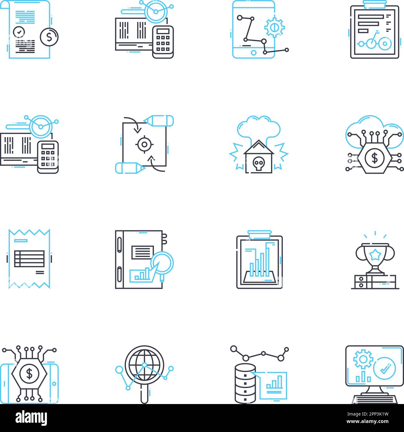 Industry exploration linear icons set. Innovation, Growth 