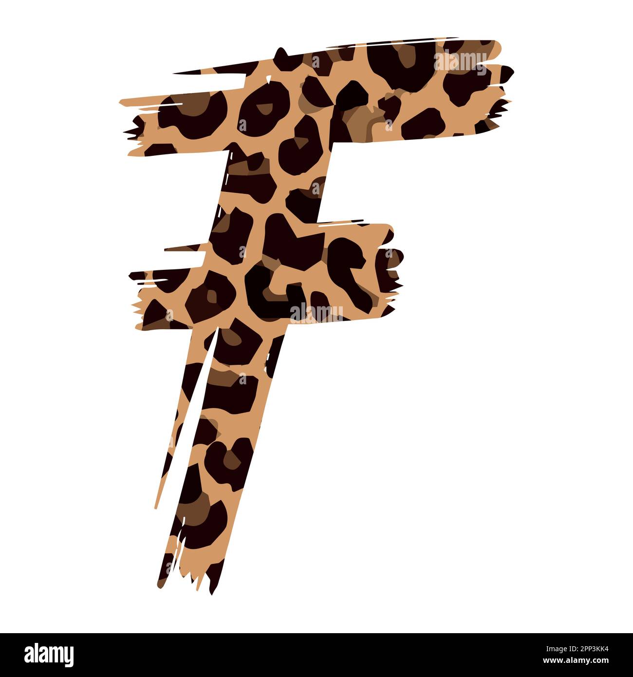 F letter leopard print uppercase letter on white background Stock Vector