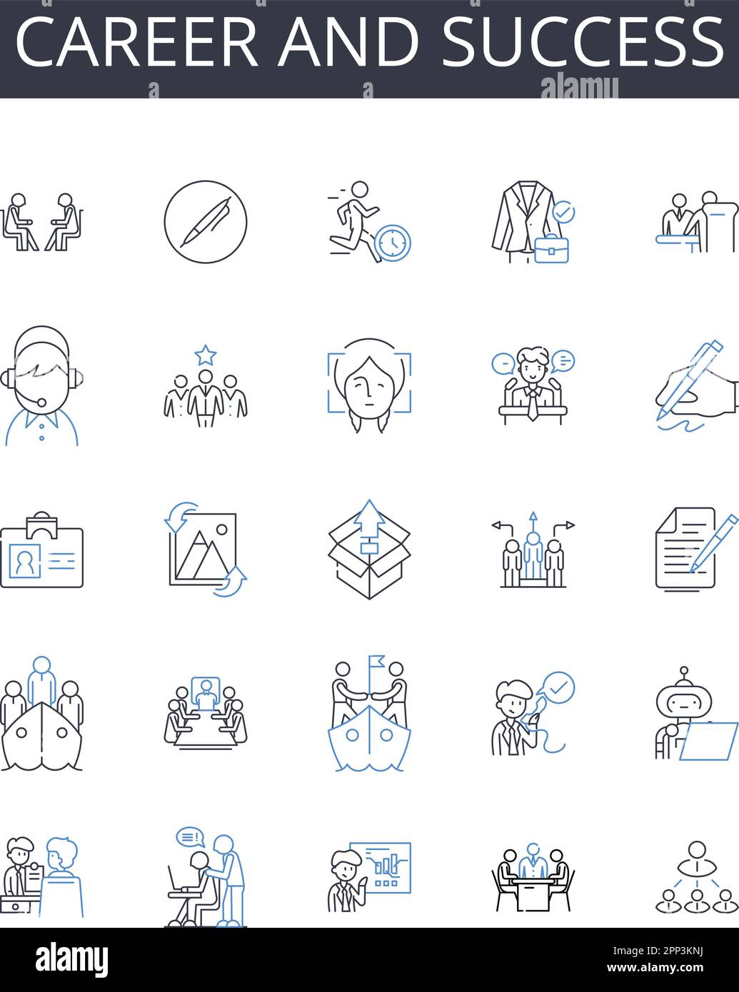 Career and success line icons collection. Profession, Occupation, Job ...
