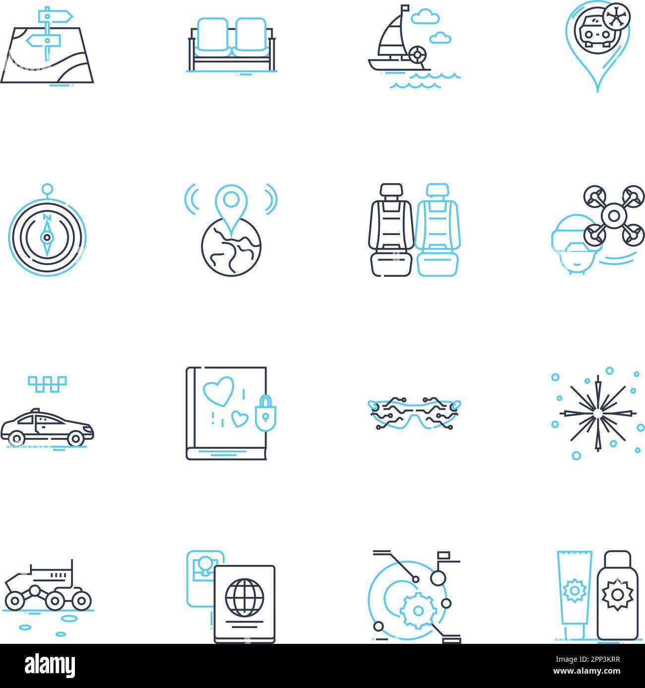 Shipment handling linear icons set. Logistics, Tracking, Documentation, Routing, Warehousing, Sorting, Packaging line vector and concept signs Stock Vector