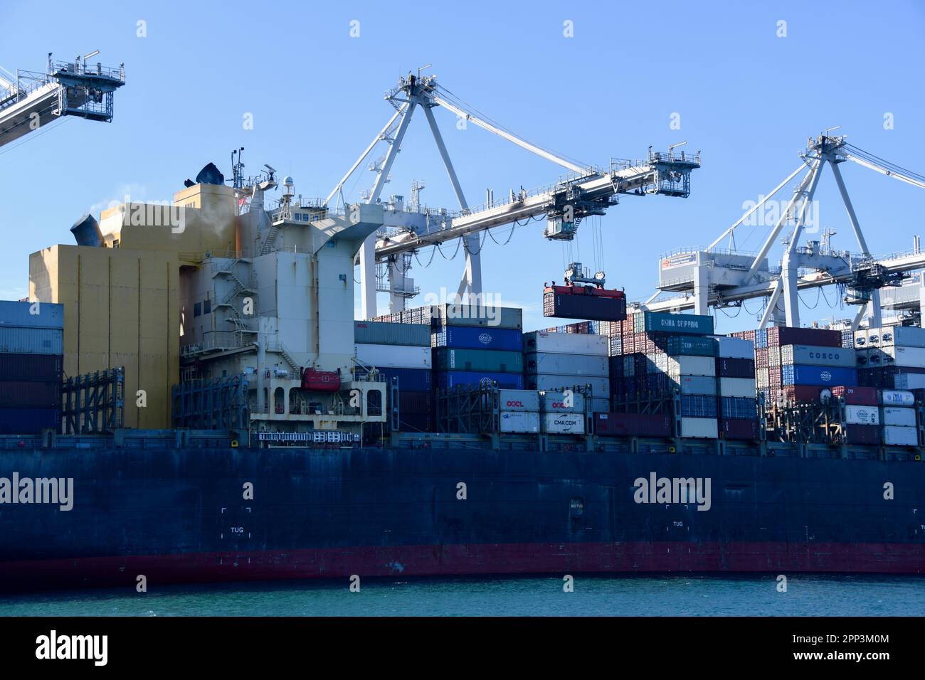 Container Ships Being Unloaded in Port Melbourne by Cranes, Port
