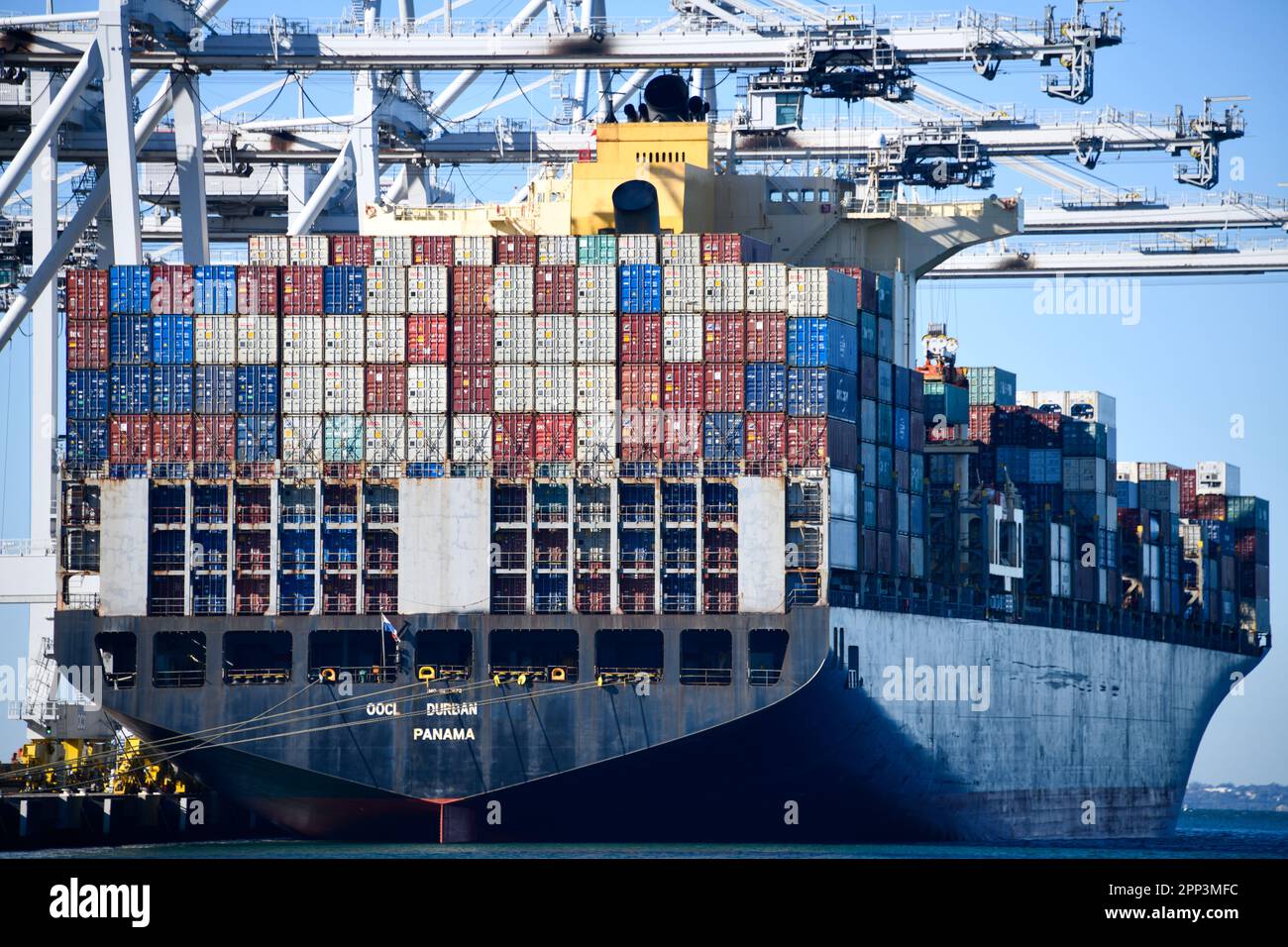 Container Ships Being Unloaded in Port Melbourne by Cranes, Port