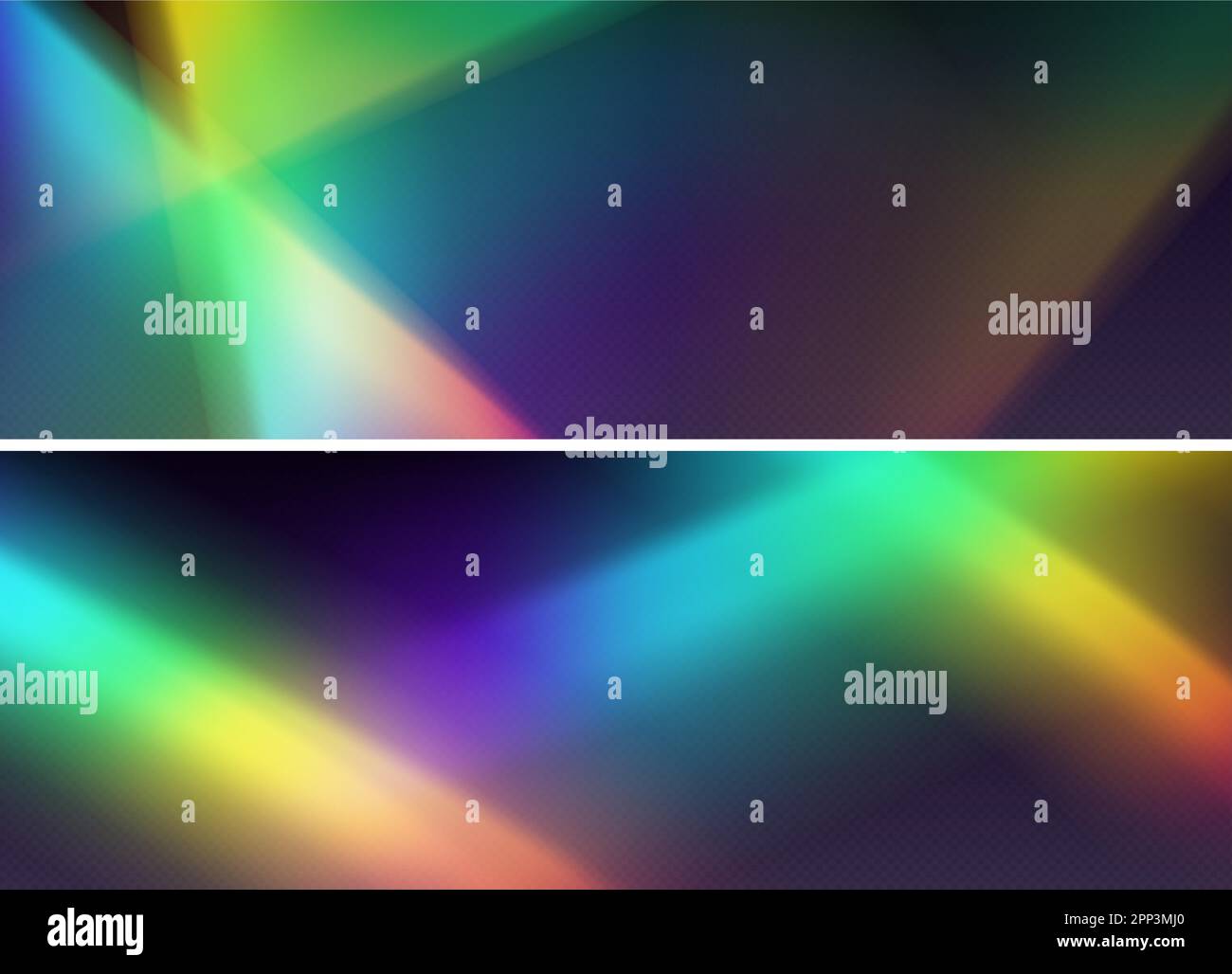 Rainbow refraction overlay, prism light effect, leak flare Stock Vector