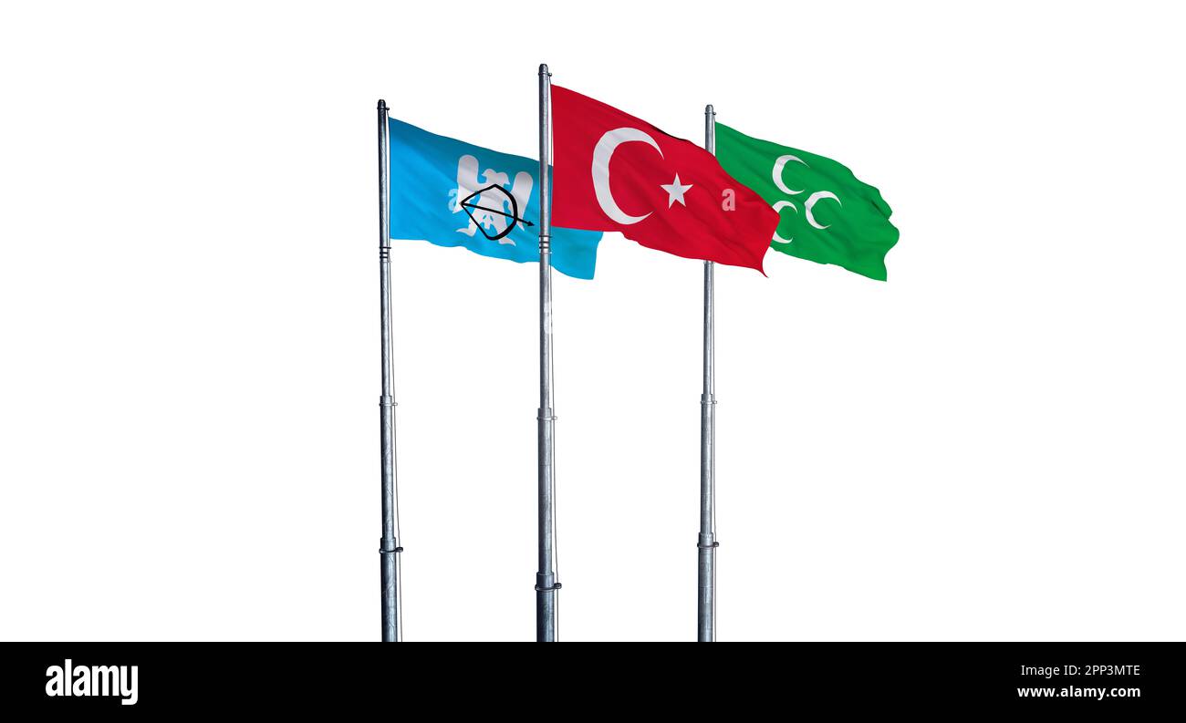 Ottoman Empire Flag, Seljuk State Flag, Turkish Republic Flag Stock