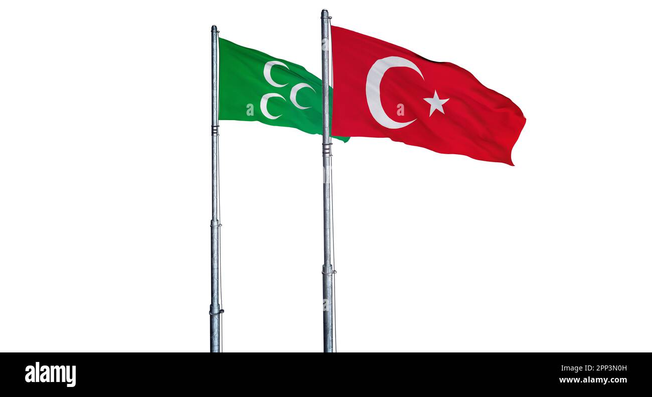 Ottoman Empire Flag, Turkish Republic Flag Stock Photo