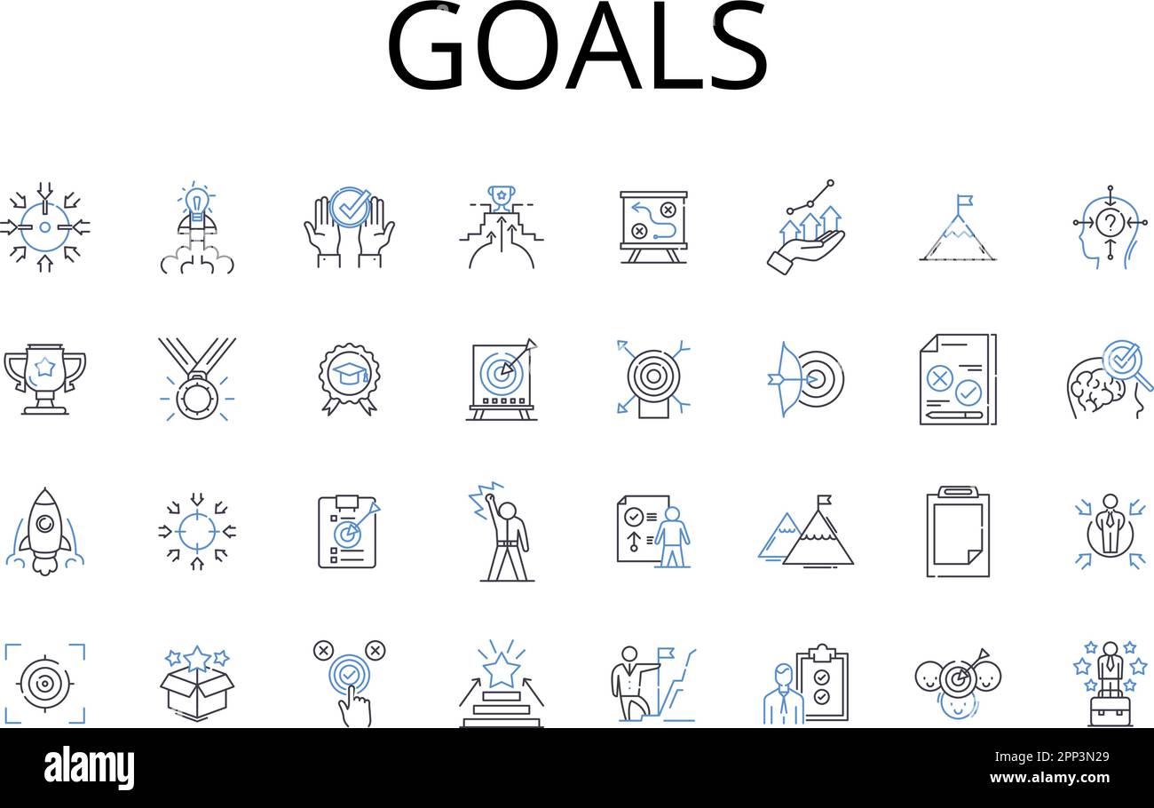 Goals line icons collection. Aspirations, Objectives, Ambitions