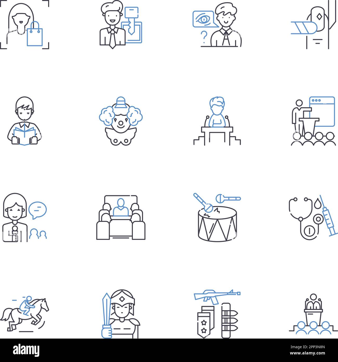 Service providers line icons collection. Experts, Providers, Contractors, Professionals, Specialists, Workers, Tradespeople vector and linear Stock Vector