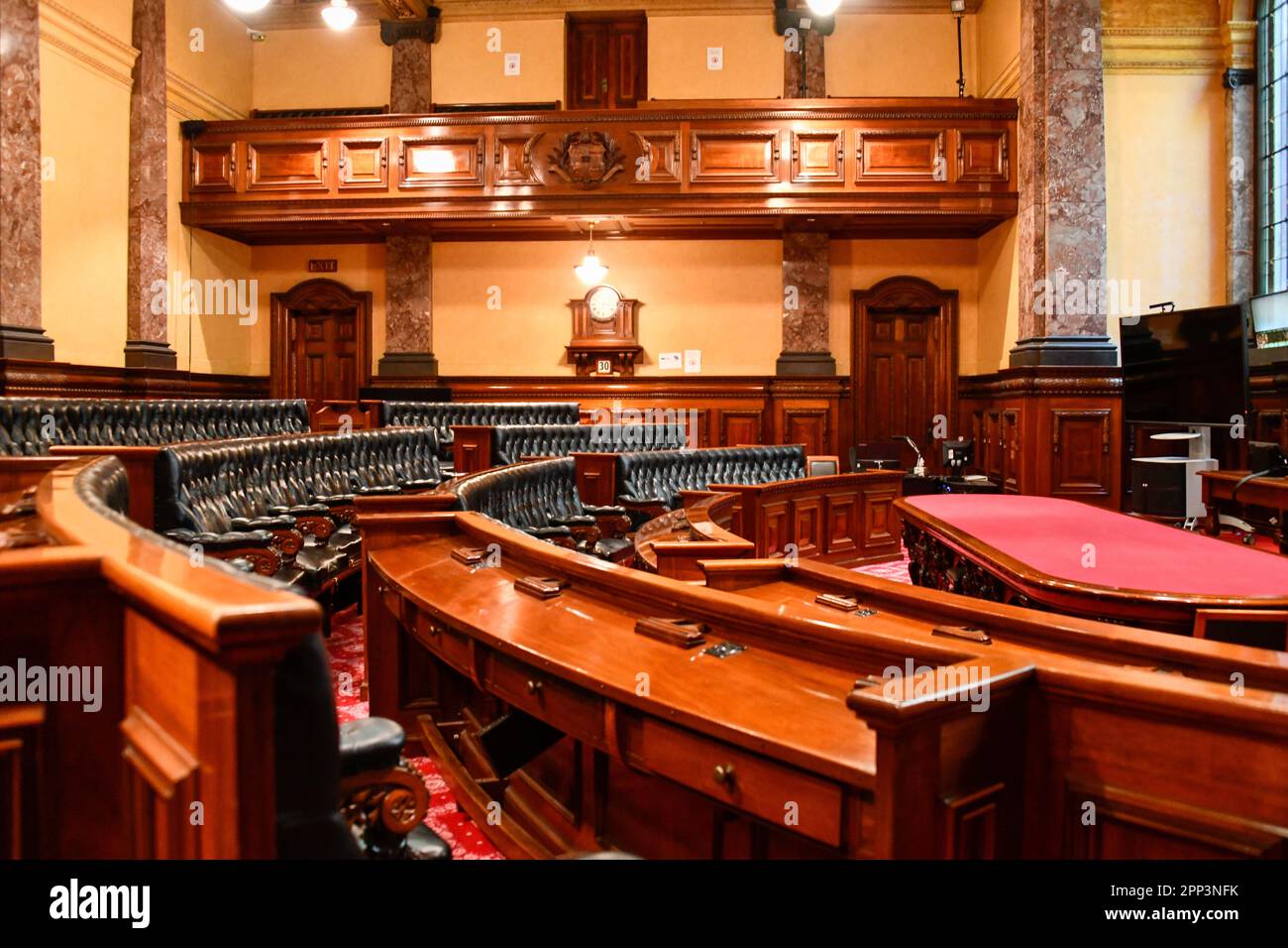 Melbourne Town Hall Council Chambers, Melbourne, Victoria, Australia Stock Photo