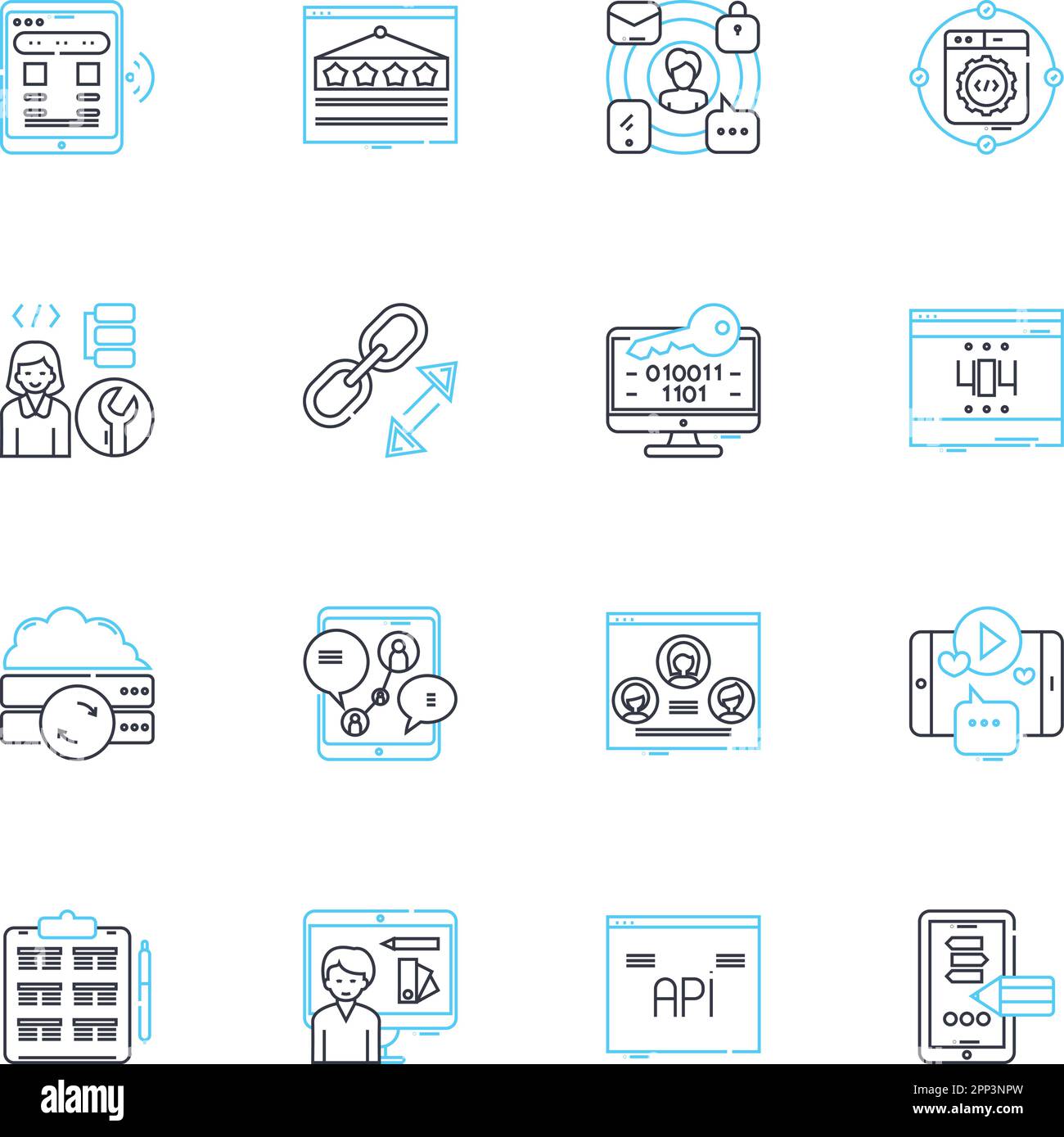 Social marketing linear icons set. Engagement, Viral, Hashtag ...