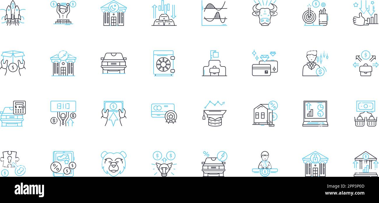 Exchange linear icons set. Swap, Barter, Trade, Conversion, Switch, Interchange, Transfer line vector and concept signs. Replace,Reciprocate Stock Vector