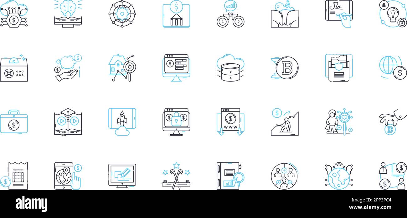 Business strategy linear icons set. Planning, Execution, Analysis, Tactics, Innovation, Adaptation, Alignment line vector and concept signs. Growth Stock Vector