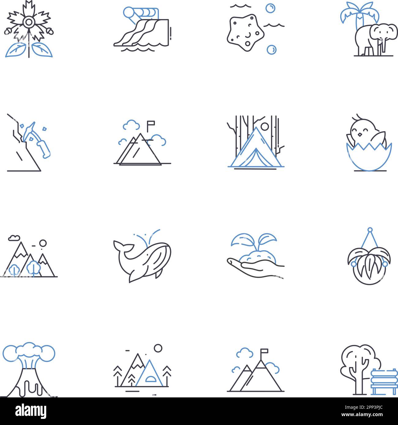 Lush vegetation line icons collection. Flourishing, Overgrown, Verdant