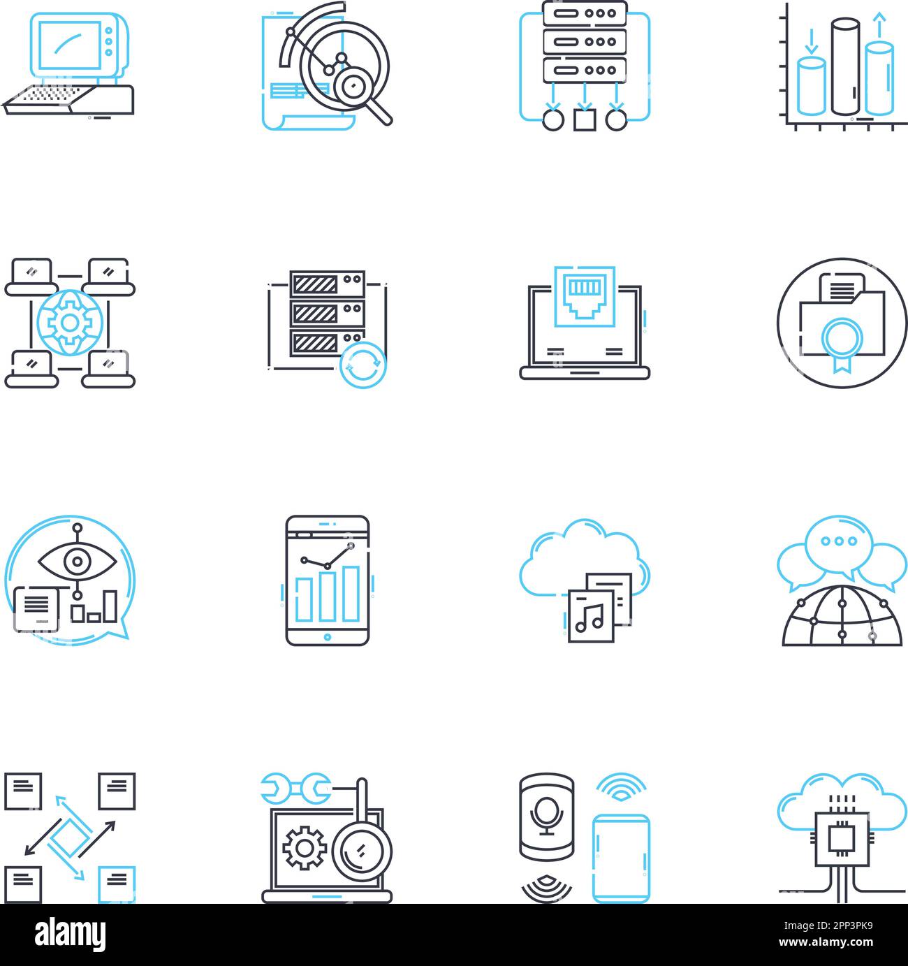 Data encryption linear icons set. Security, Cryptography, Confidentiality, Protection, Privacy, Decryption, Cipher line vector and concept signs. Key Stock Vector