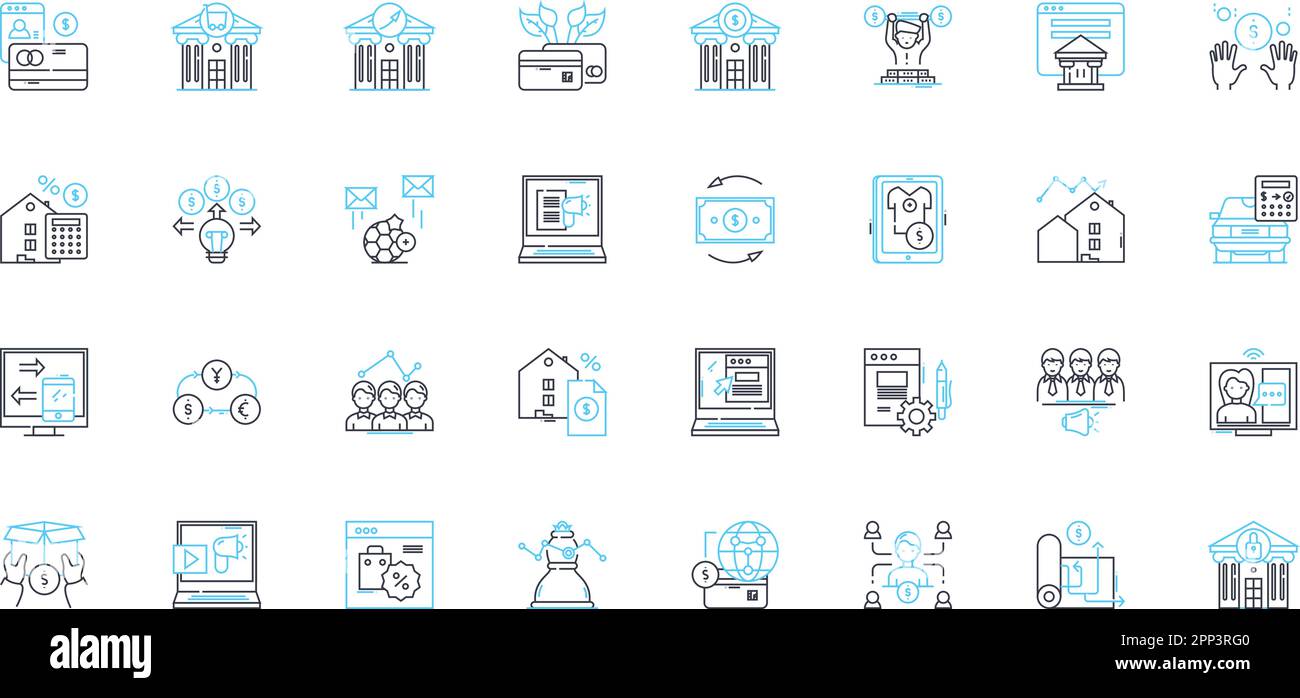 Corporate finance linear icons set. Investments, Mergers, Acquisitions ...