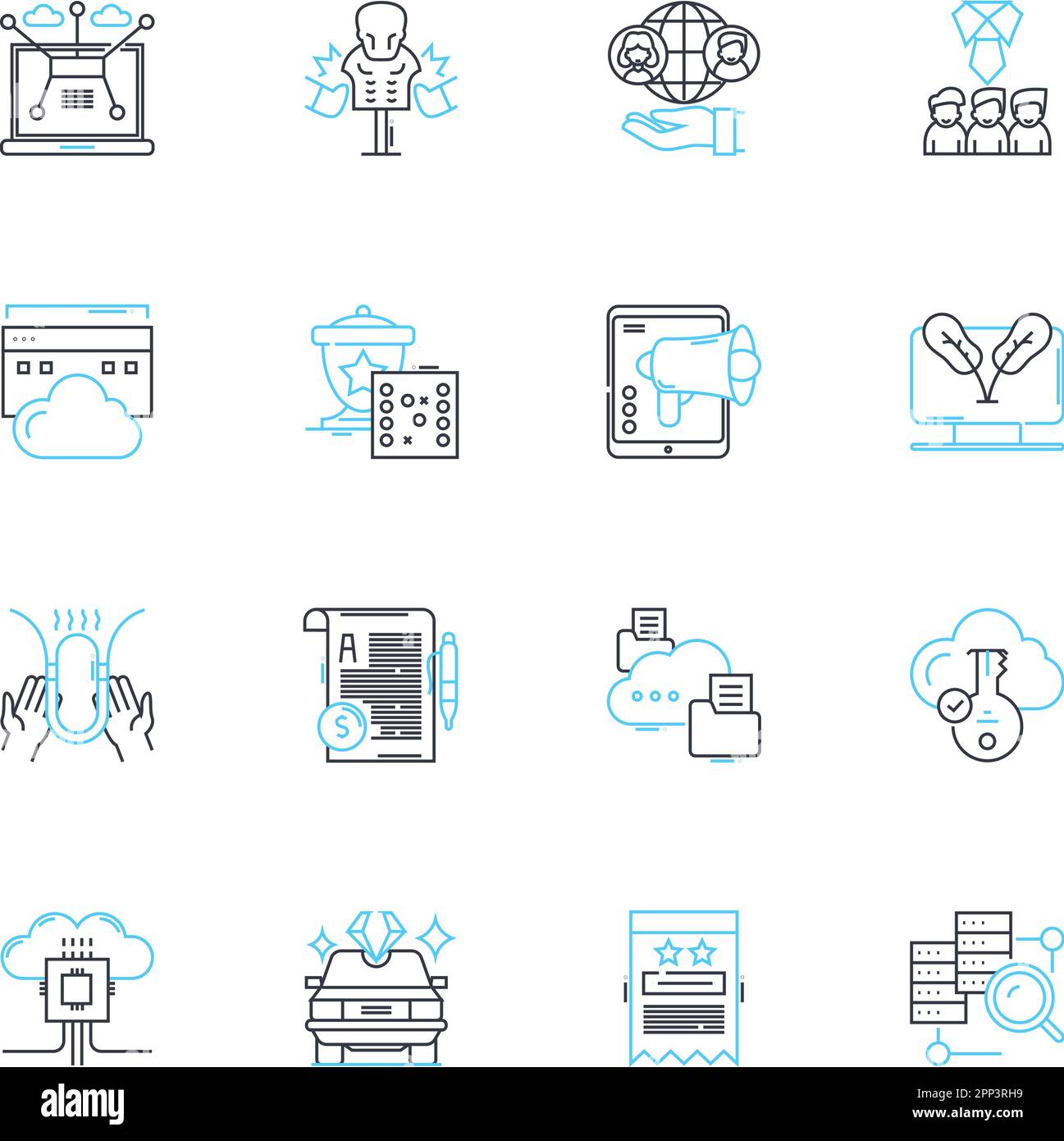 Data science linear icons set. Analytics, Big Data, Machine Learning, Algorithms, Predictive Modeling, Statistics, Visualization line vector and Stock Vector