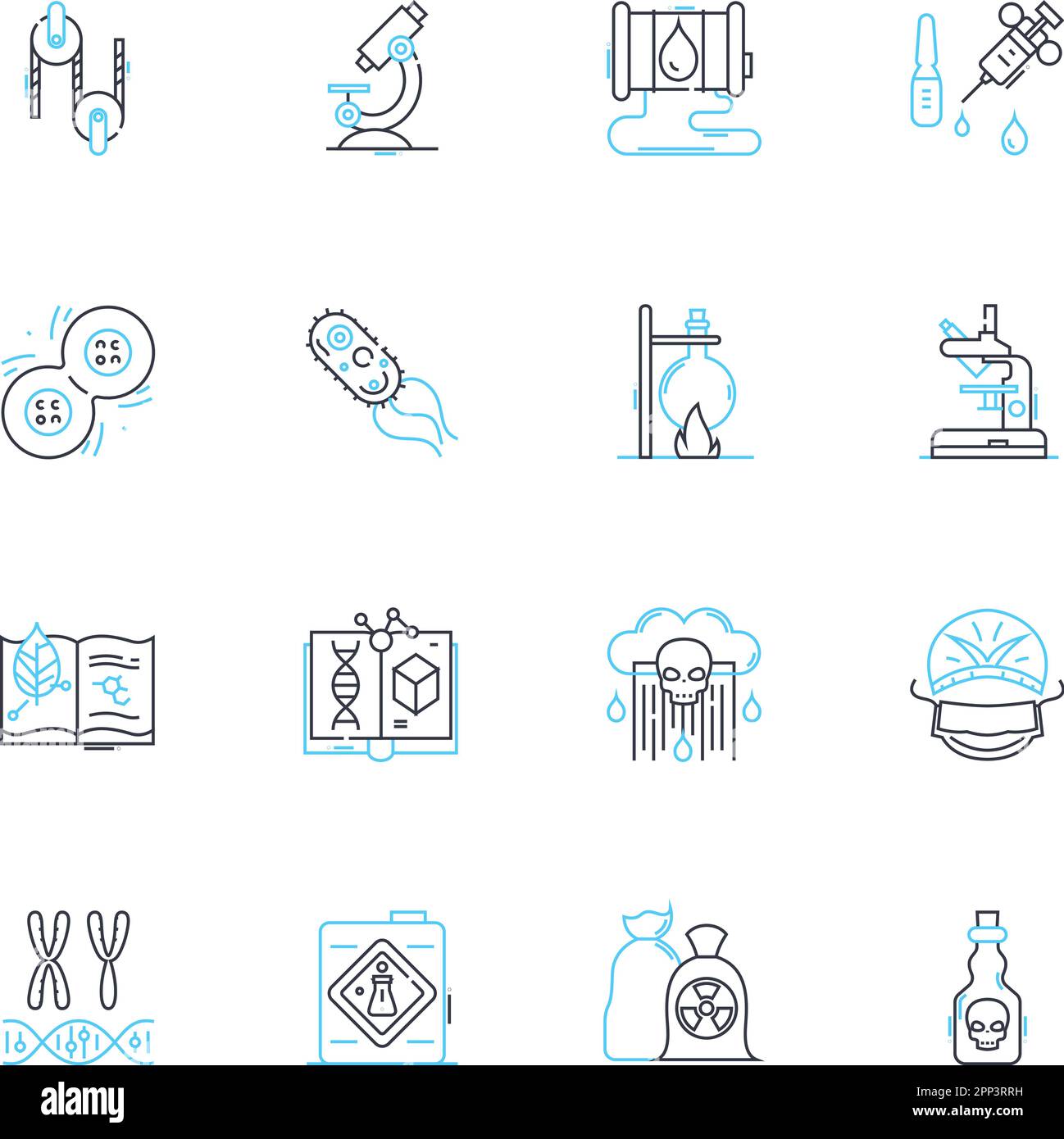 Artificial Science linear icons set. Robotics, Automation, Machine learning, Computer vision, Artificial intelligence, Cybernetics, Nanotechnology Stock Vector