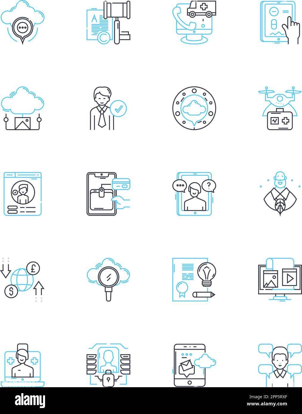 Internet security linear icons set. Firewall , Encryption , Malware ...