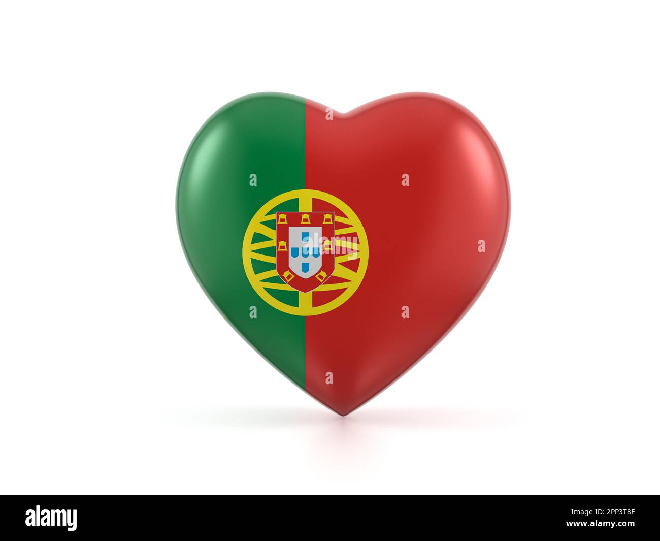 Portugal heart flag on a white background. 3d illustration Stock Photo