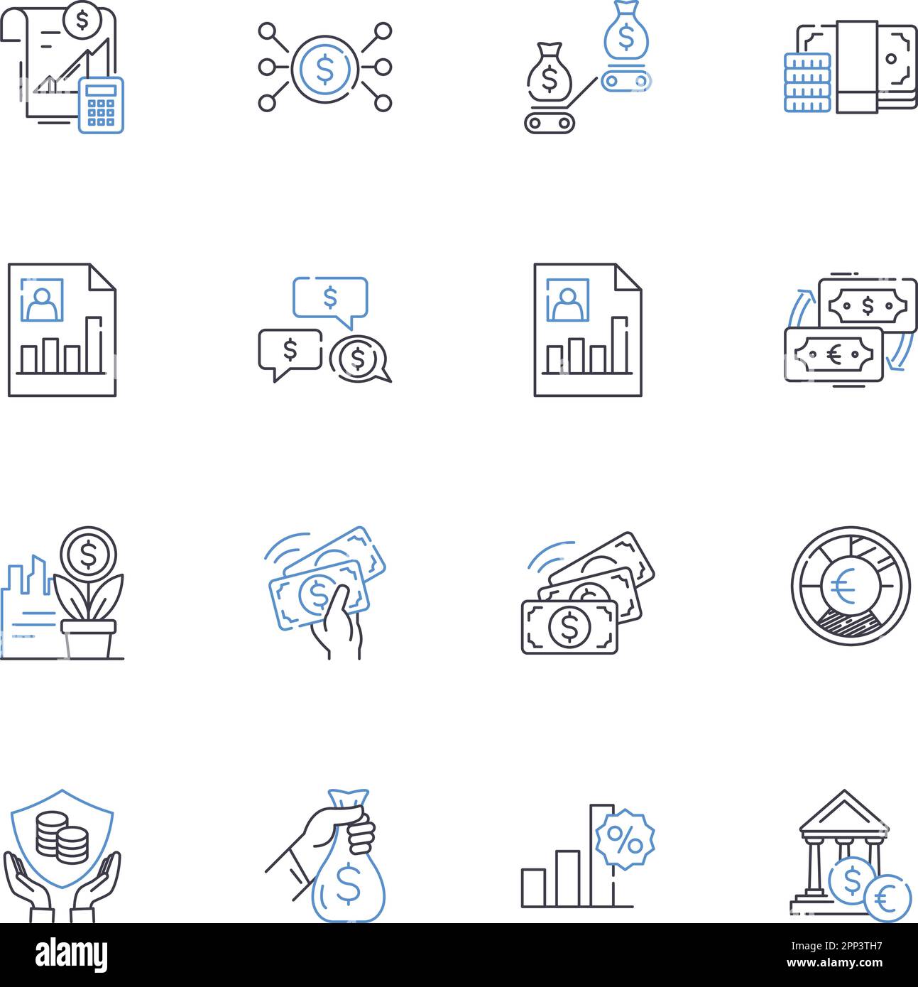 Stock squad line icons collection. Trading, Stocks, Investments, Analysis, Portfolio, Dividends, Market vector and linear illustration. Profits Stock Vector