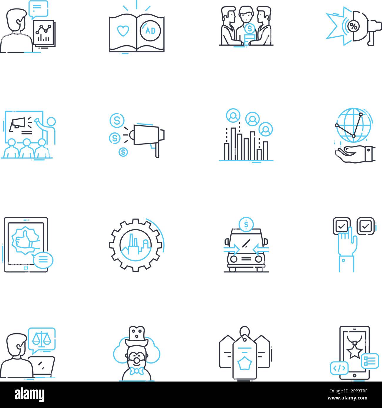 Social research linear icons set. Sampling, Surveys, Questionnaires, Focus groups, Observations, Experiments, Data line vector and concept signs Stock Vector