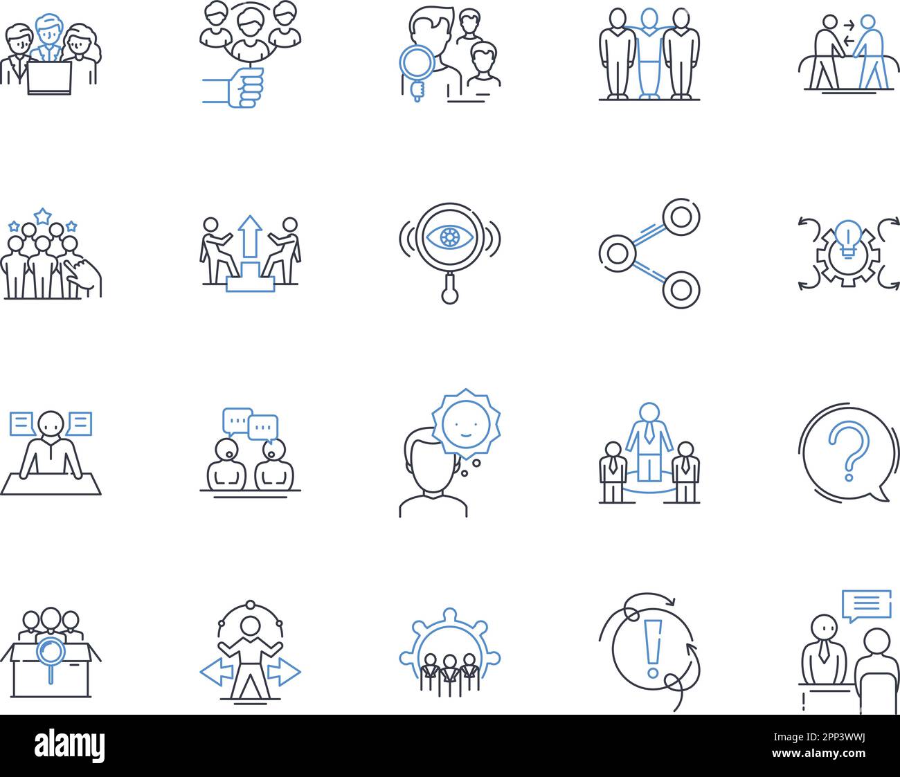 Performance coaching line icons collection. Achievement, Growth, Potential, Empowerment, Results, Progress, Development vector and linear illustration Stock Vector