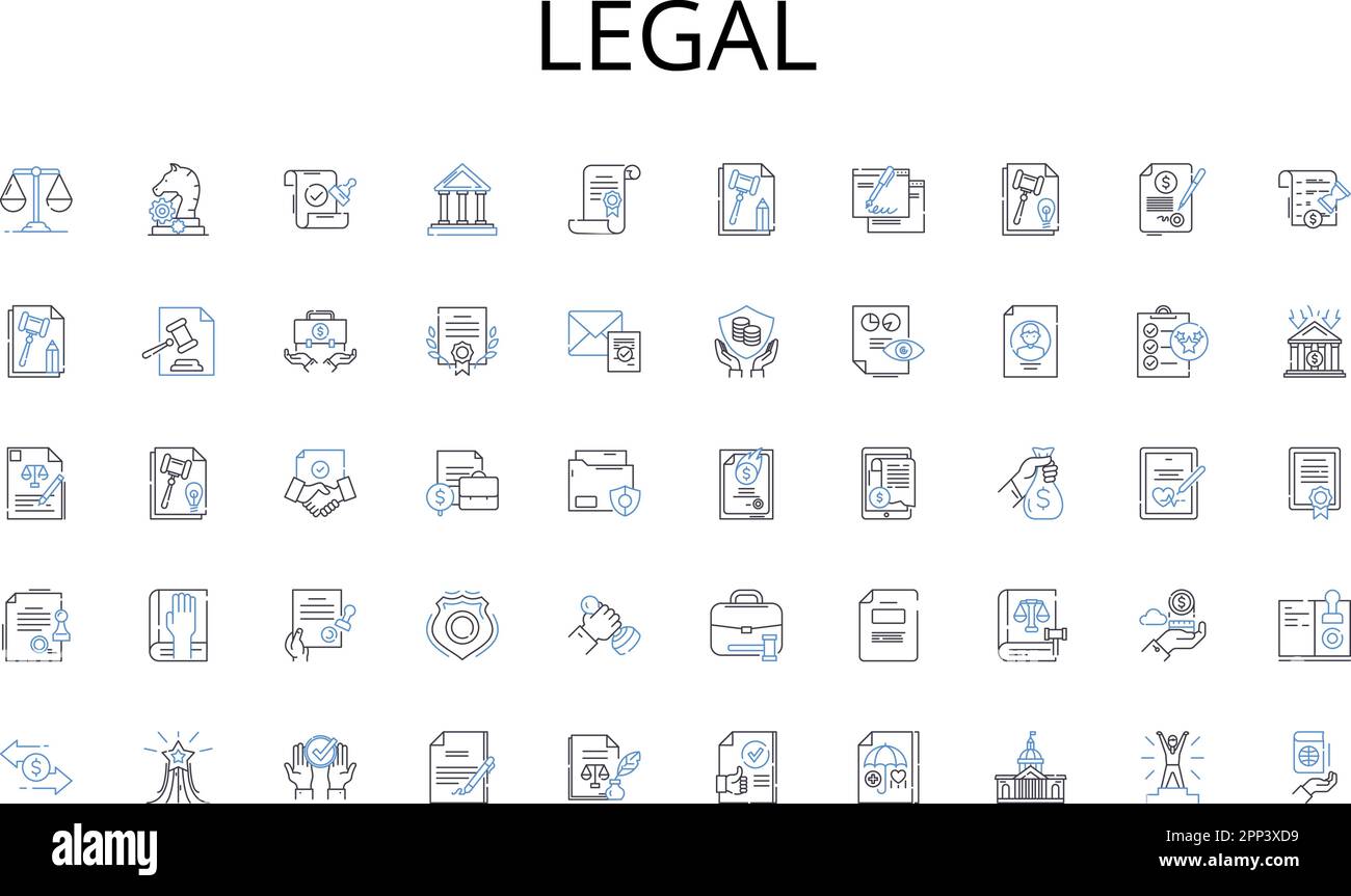 Legal line icons collection. Radiant, Breathtaking, Exquisite, Stunning, Mesmerizing, Serene, Majestic vector and linear illustration. Splendid Stock Vector