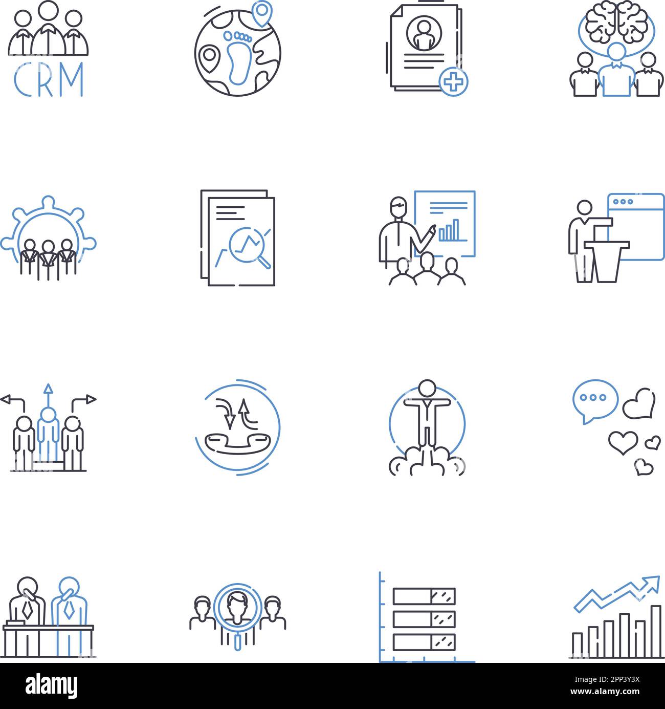 Production efficiency line icons collection. Streamlining, Optimization, Automation, Lean, Output, Productivity, Performance vector and linear Stock Vector