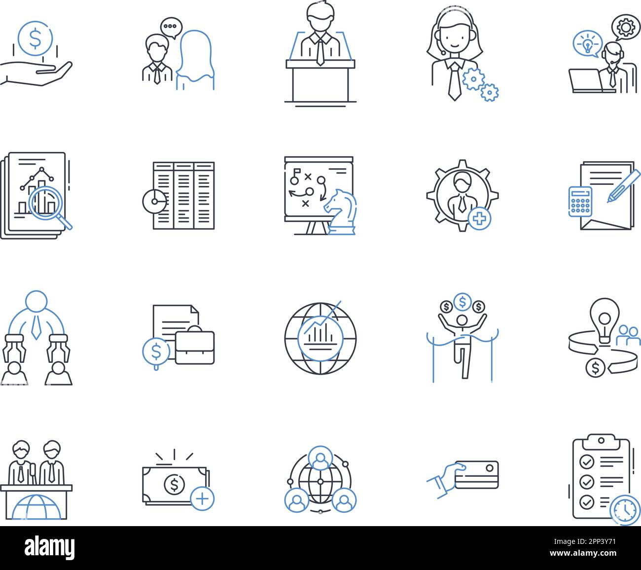 Fiscal strategy line icons collection. Budget, Revenue, Expenditure ...