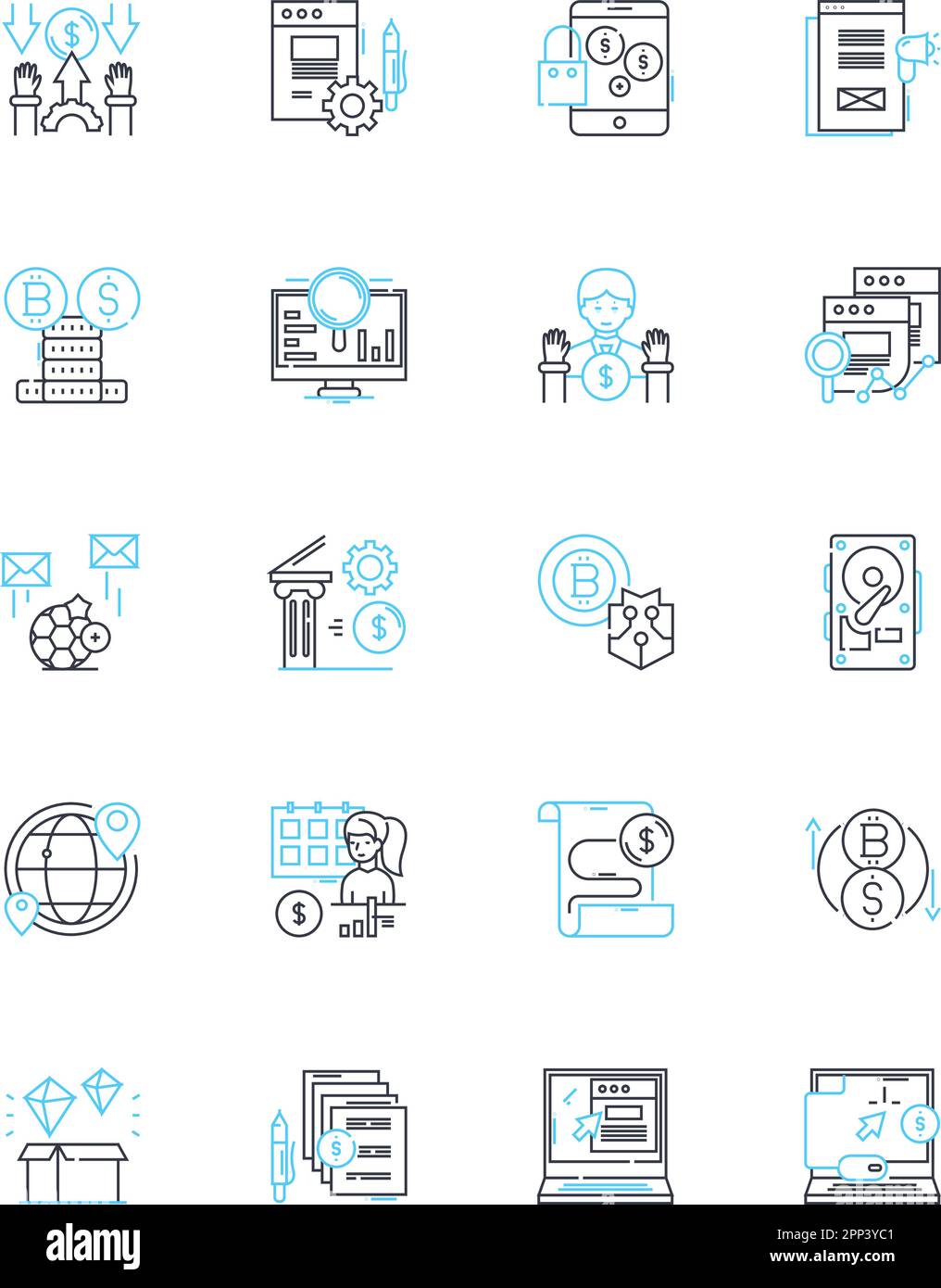 Renewable computing linear icons set. Sustainability, Efficiency, Green ...