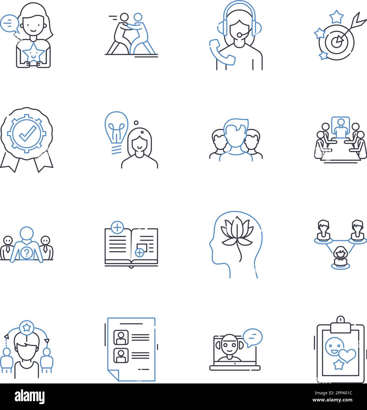 Organizational learning line icons collection. Adaptability ...