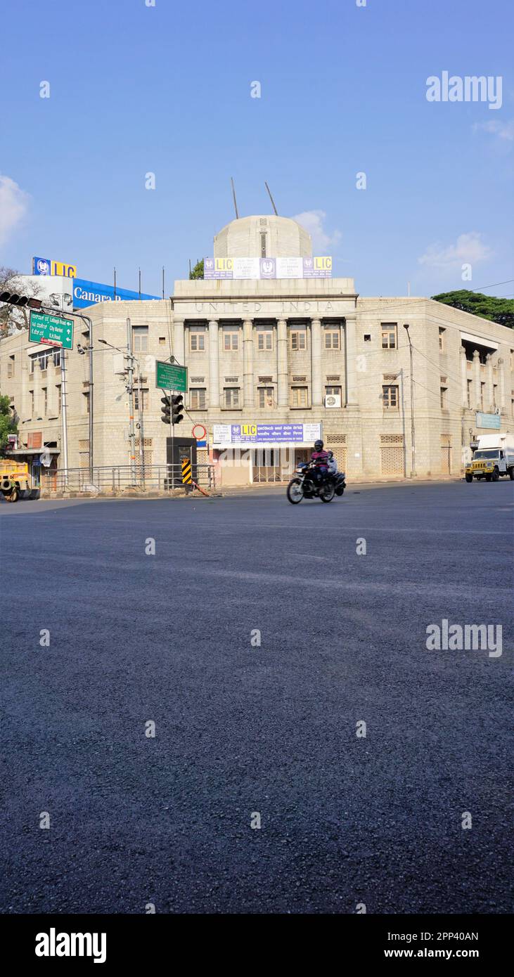 Bangalore,Karnataka,India-April 18 2023: LIC or life insurance corporation of India building JC Road, Corporation Circle with Clear sky background. Stock Photo