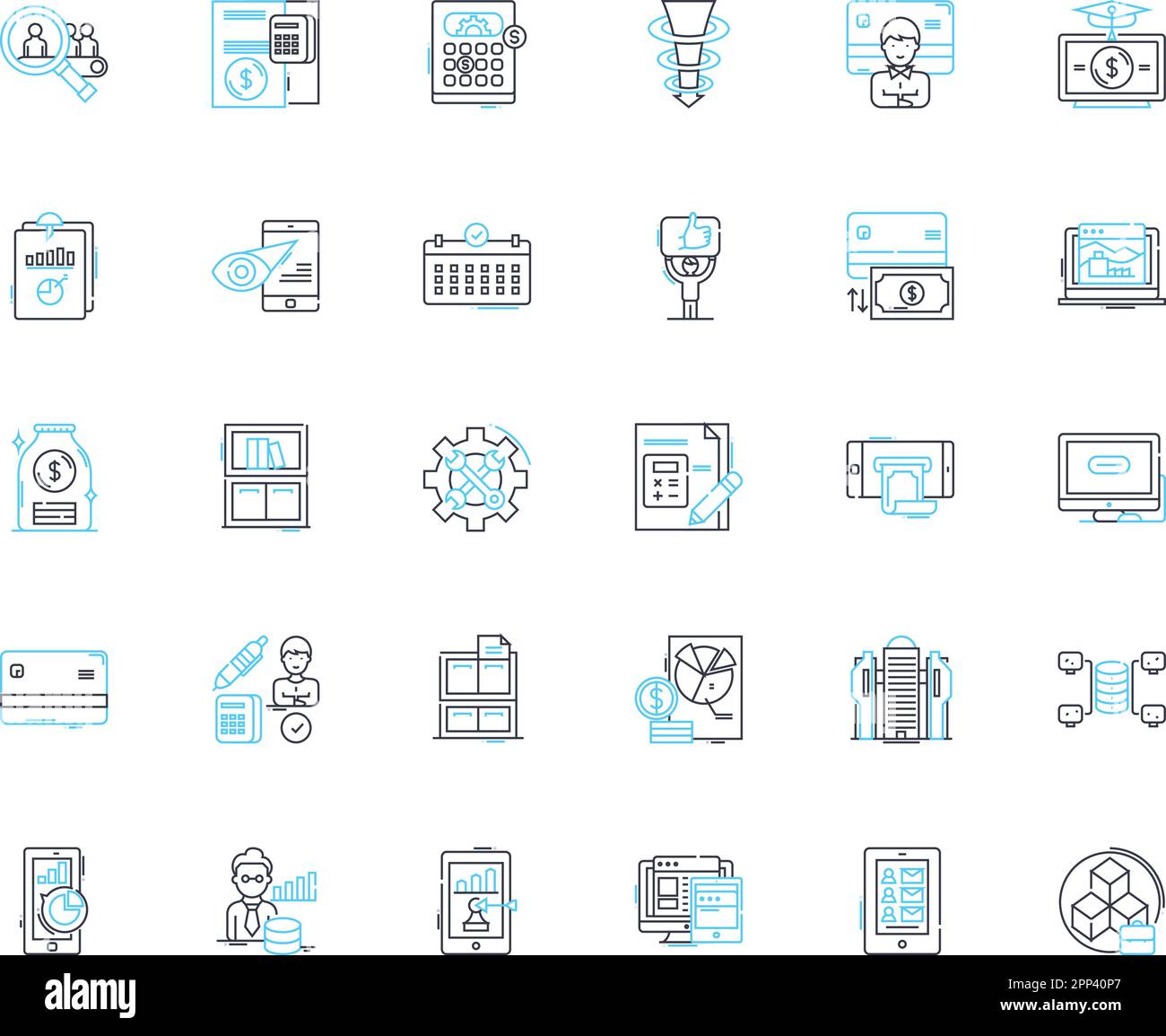 Risk banking linear icons set. Credit, Debt, Default, Liquidity ...