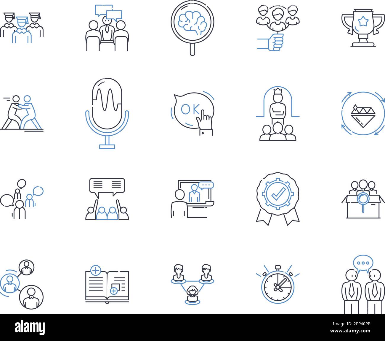 Leadership guidance line icons collection. Inspiration, Authority ...