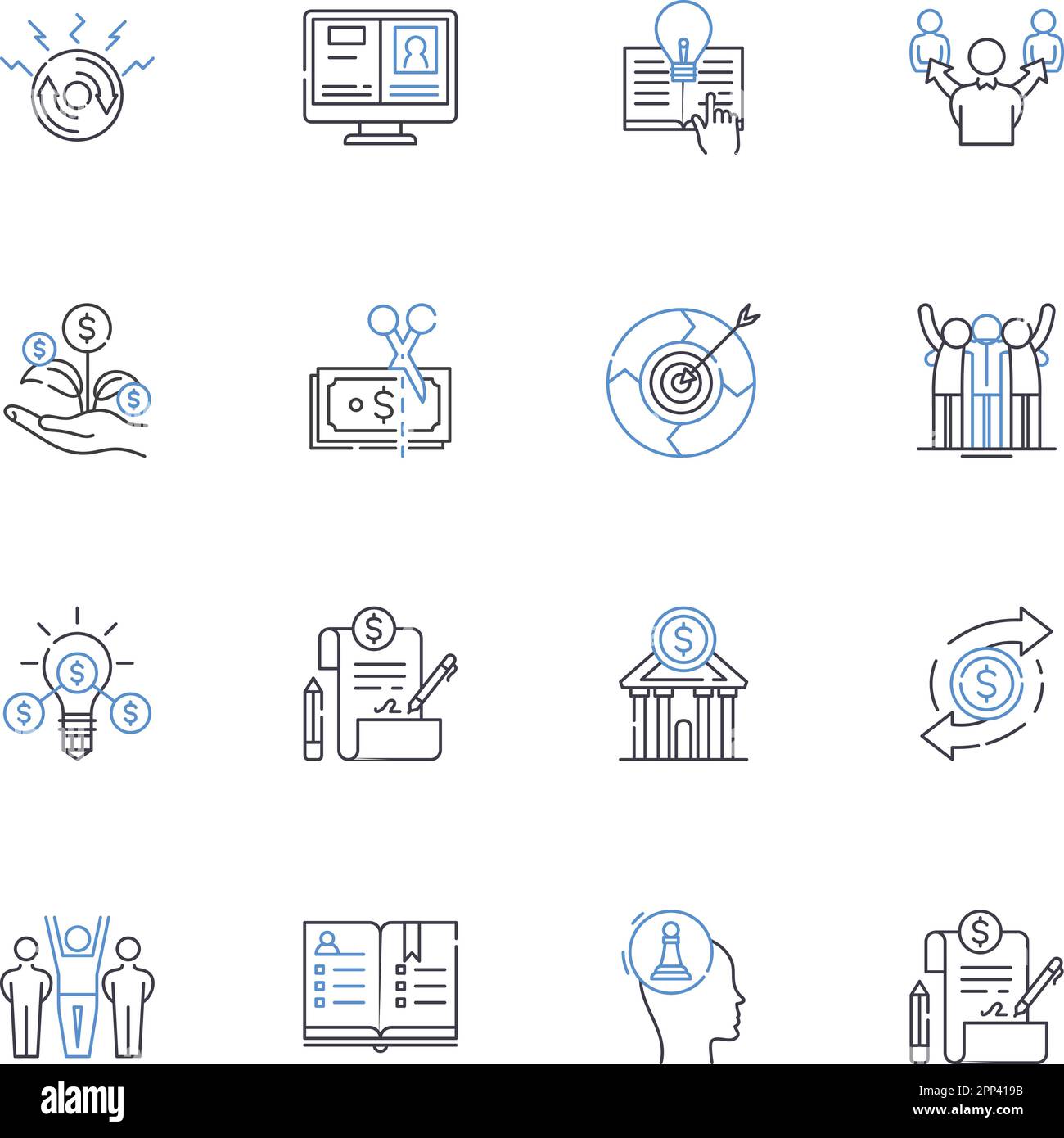 Start-up funding line icons collection. Investment, Venture, Capital, Seed, Angel, Entrepreneurship, Crowdfunding vector and linear illustration Stock Vector