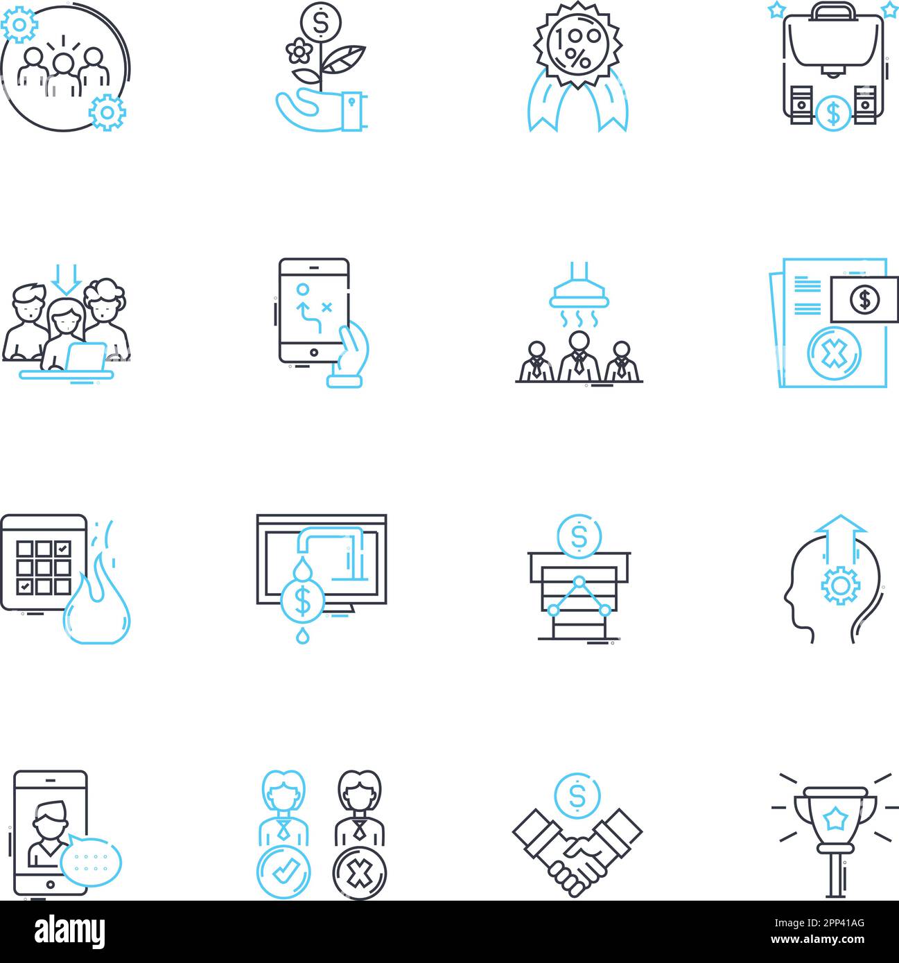 Corporate planning linear icons set. Strategy, Alignment, Forecasting ...