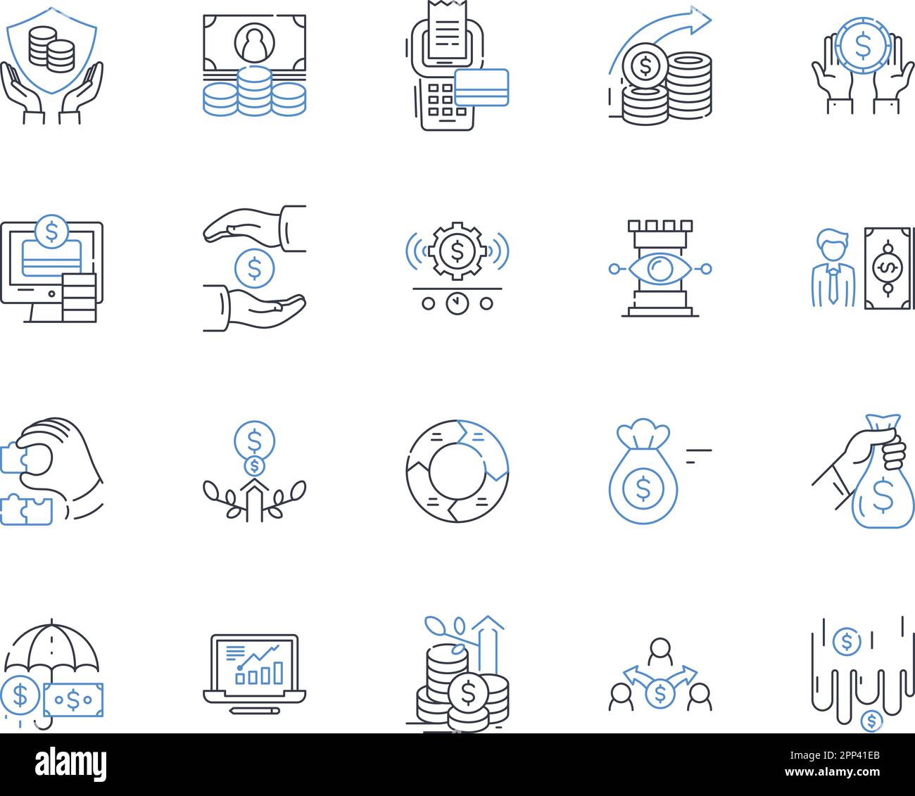 expenditure regulation line icons collection. budgeting, monitoring, control, oversight, allocation, caps, guidelines vector and linear illustration Stock Vector