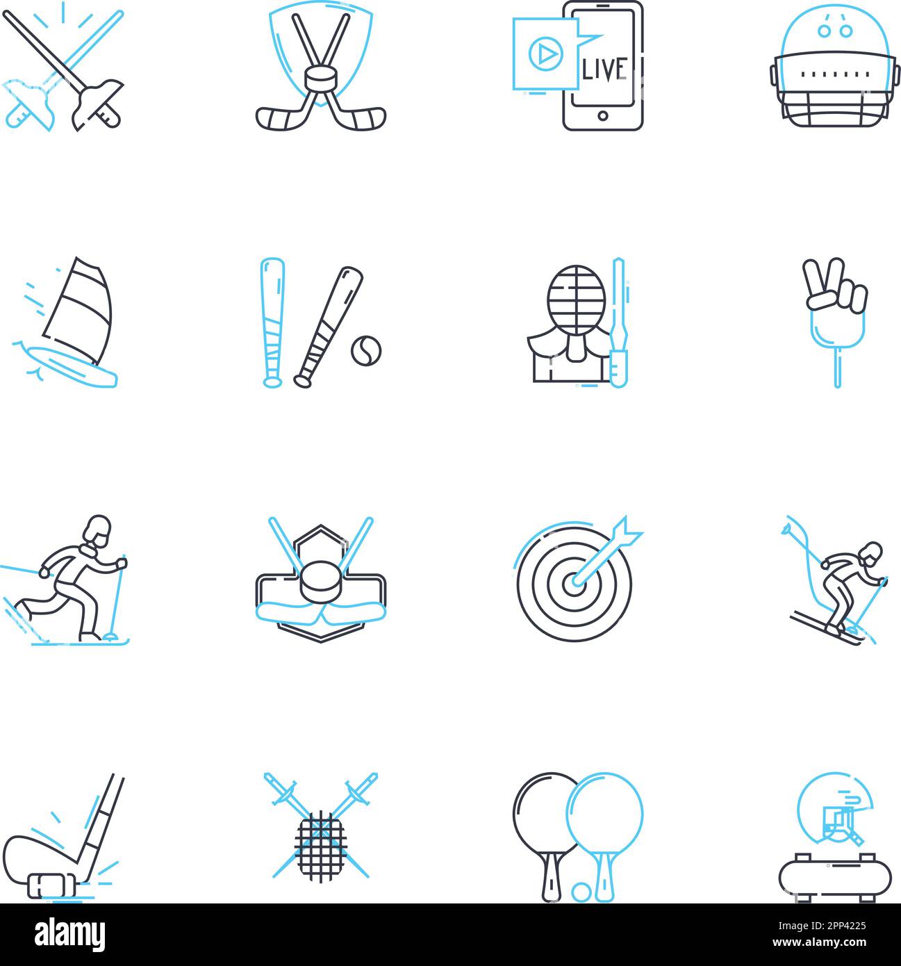 Track and field linear icons set. Sprint, Relay, Hurdle, Distance, Jump