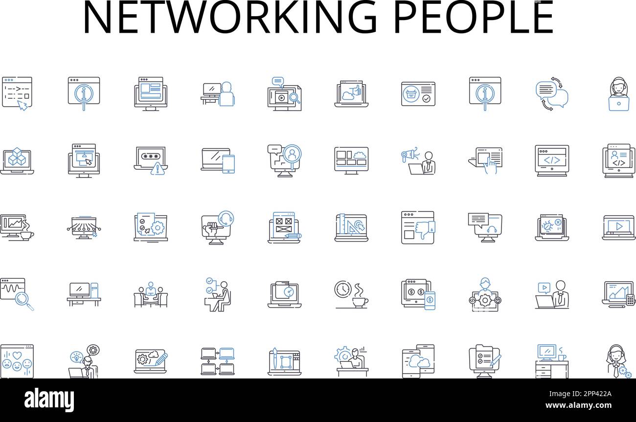 Networking people line icons collection. Management, Coordination, Organization, Planning, Budgeting, Supervision, Staffing vector and linear Stock Vector