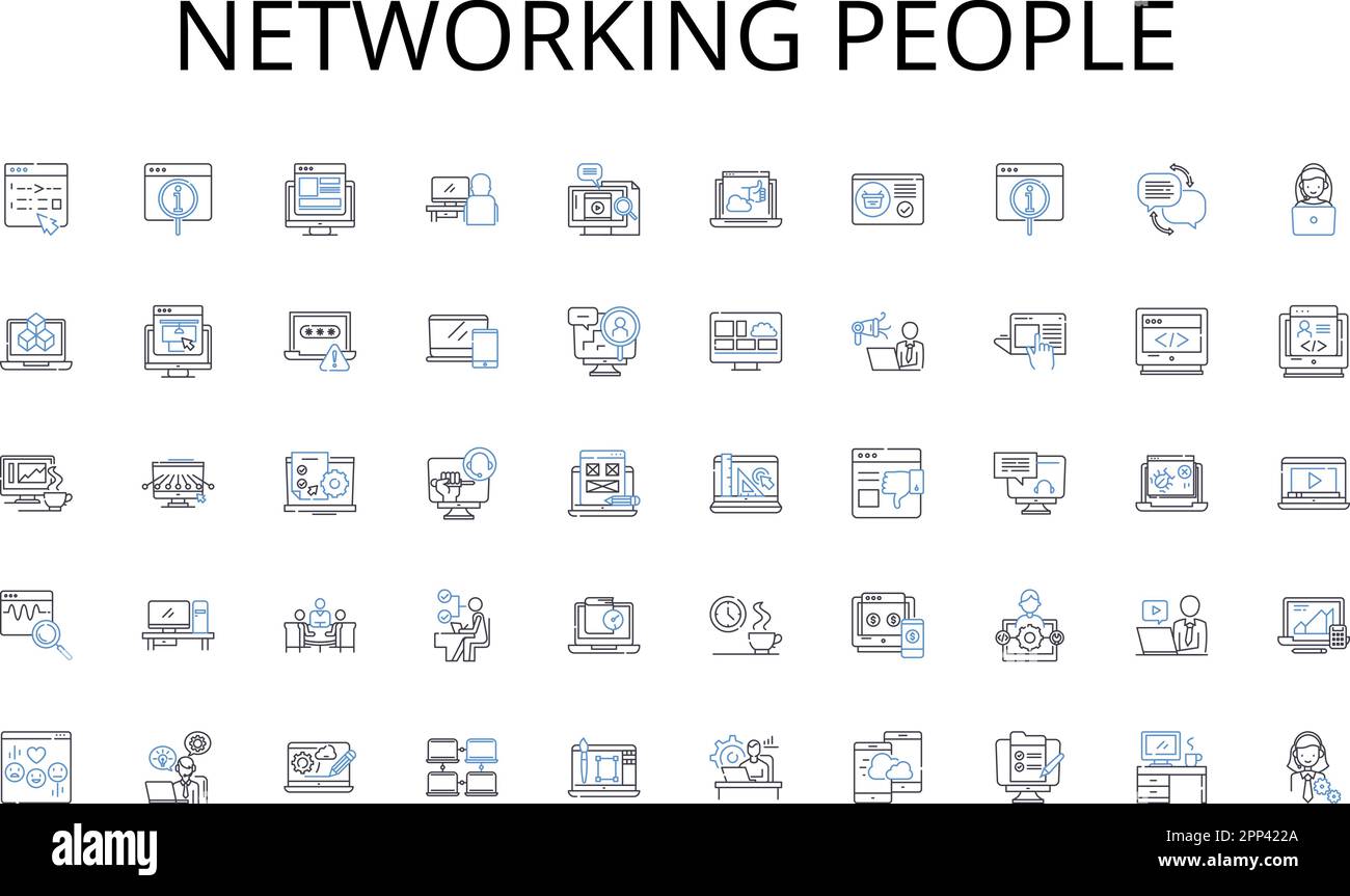 Networking people line icons collection. Management, Coordination ...