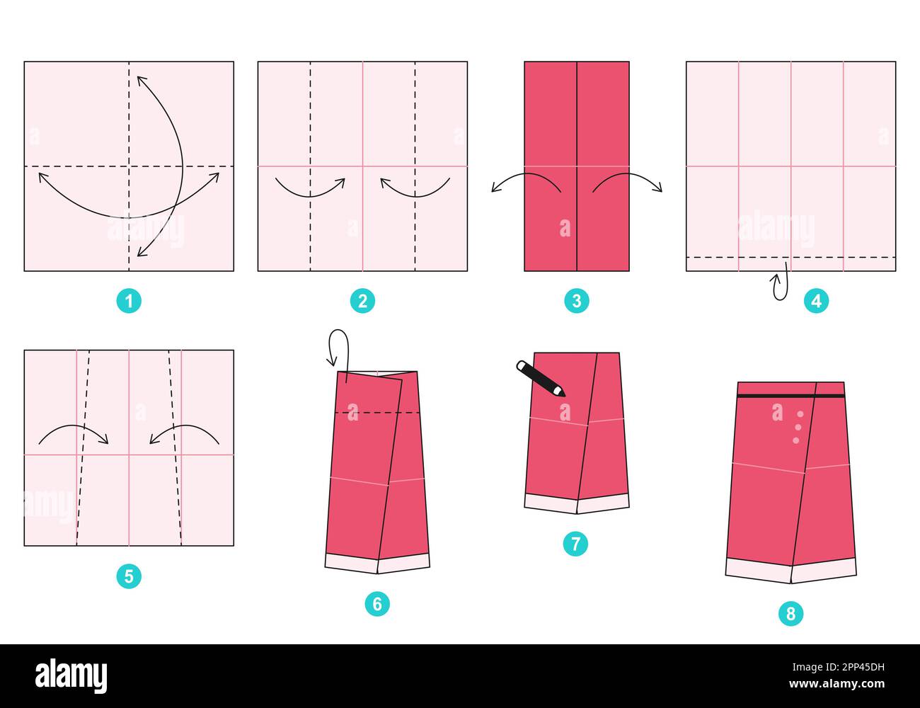 Origami tutorial for kids. Origami cute skirt Stock Vector Image & Art ...