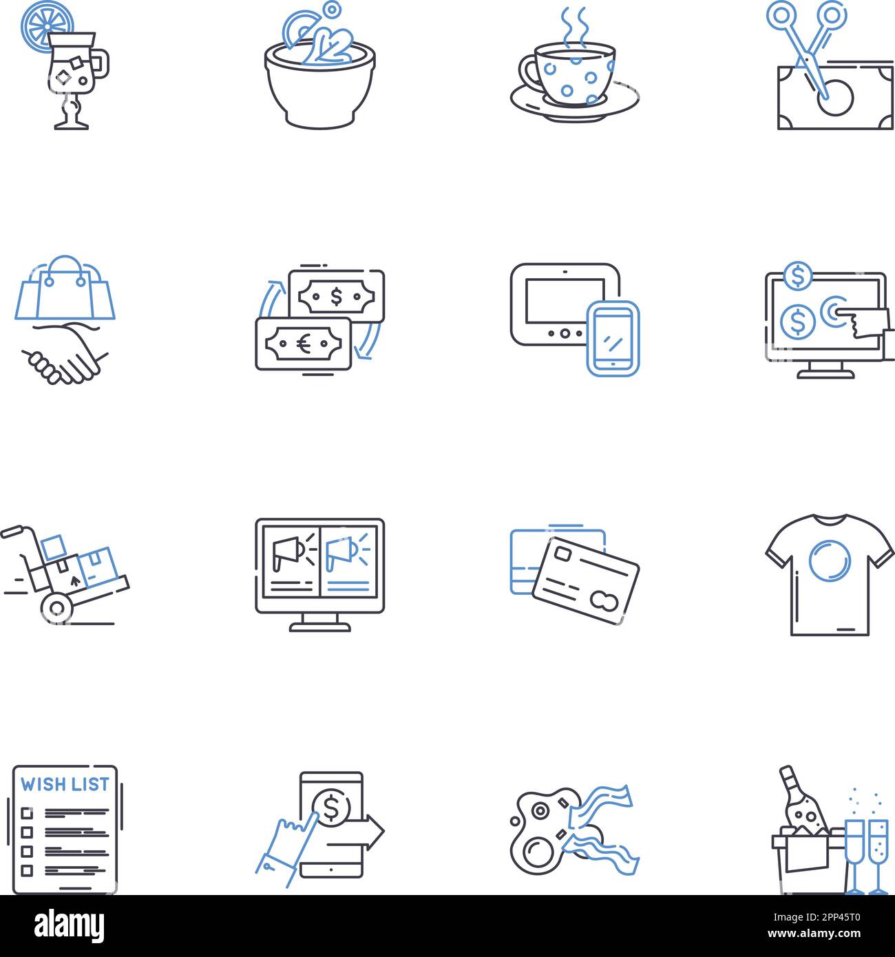 Supermarket visit line icons collection. Groceries, Shopping, Aisles