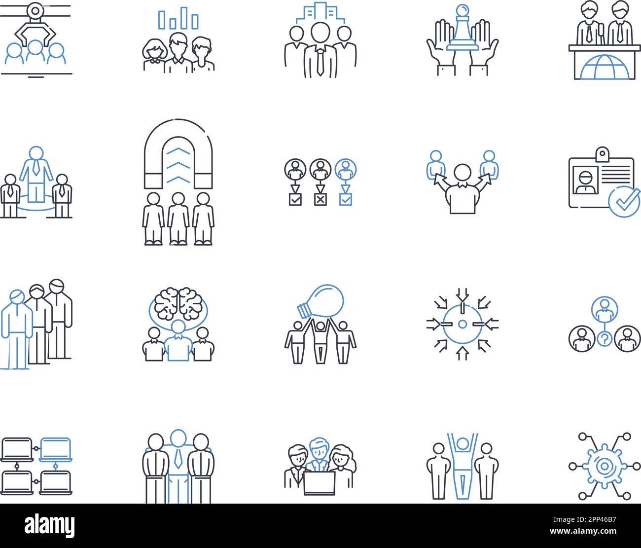 Organizational gathering line icons collection. Conference, Convention, Summit, Meeting, Assembly, Congress, Symposium vector and linear illustration Stock Vector