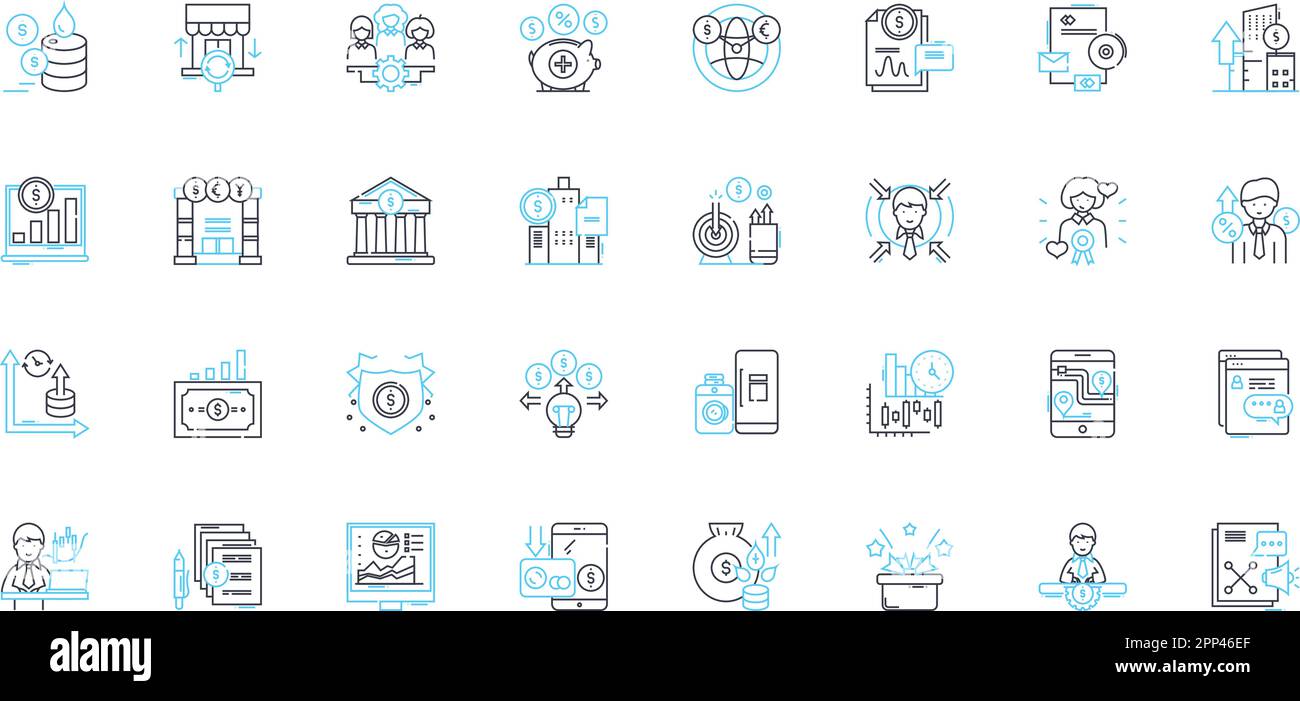 Cash flow linear icons set. Investment, Revenue, Profit, Liquidity ...