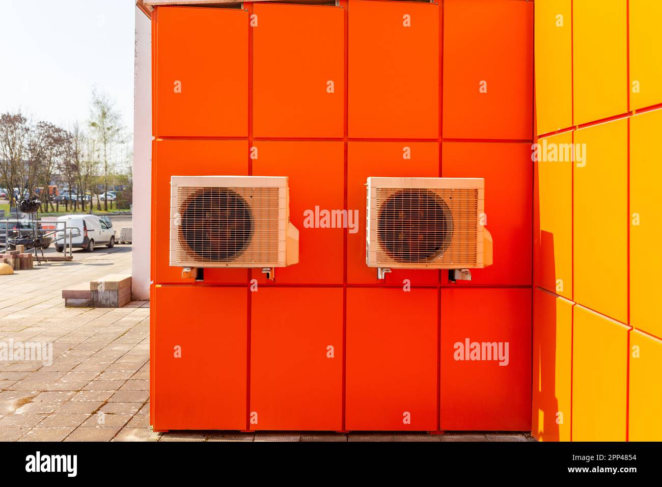 Industrial air cooling fans outside hires stock photography and images