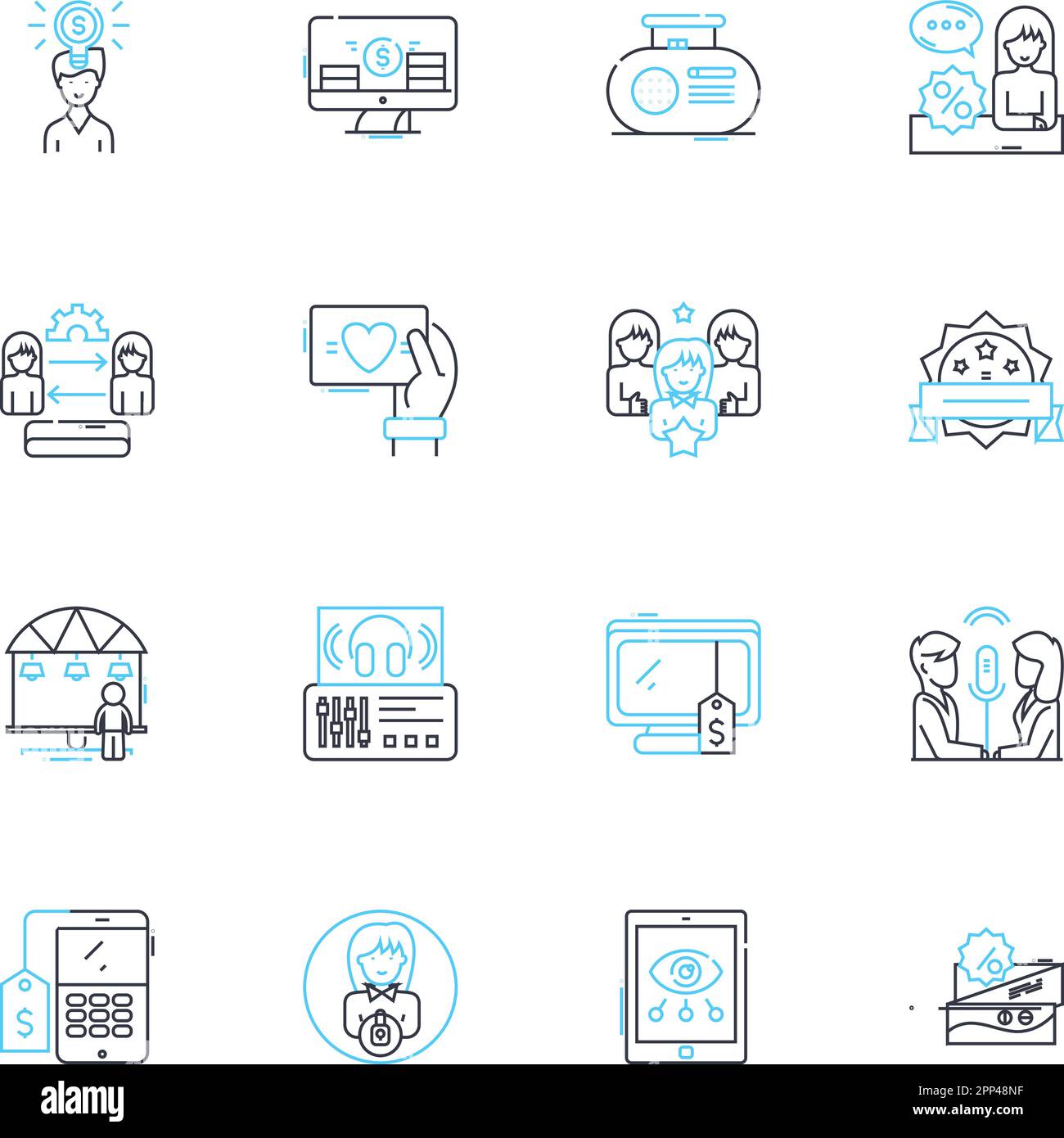 Public concept linear icons set. Community, Society, Government, Citizenship, Democracy, Transparency, Accountability line vector and concept signs Stock Vector
