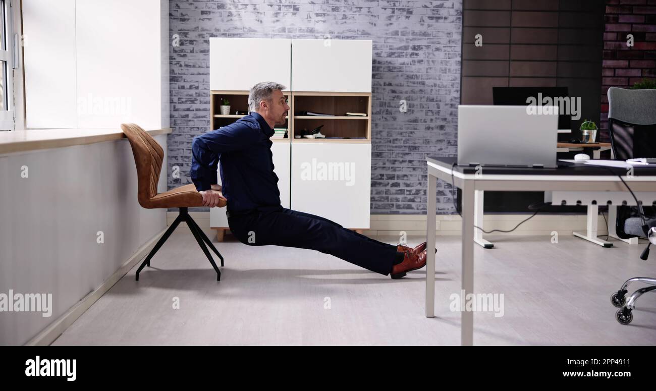 Triceps Dip Office Desk Chair Workout Exercise Stock Photo Alamy