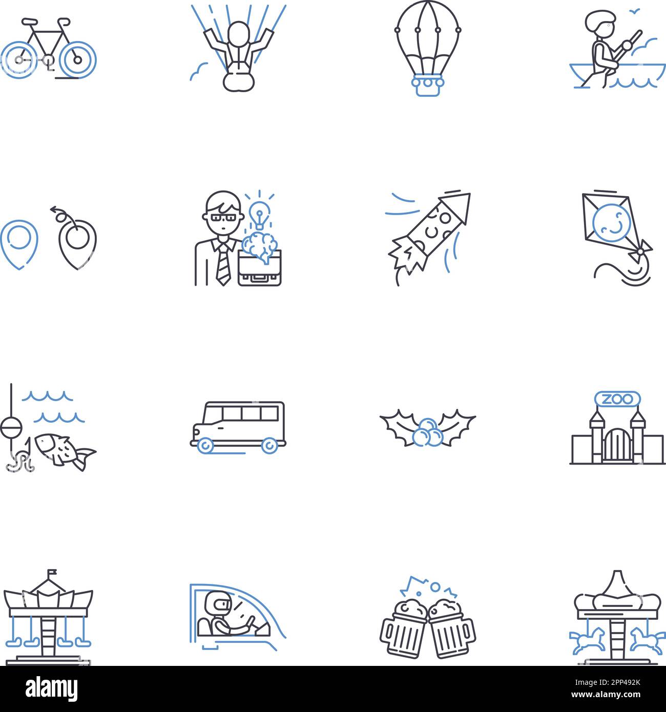 Time off line icons collection. Vacation, Break, Leave, Relaxation, Rest, Recharge, Escape vector and linear illustration. Holiday,Retreat,Freedom Stock Vector