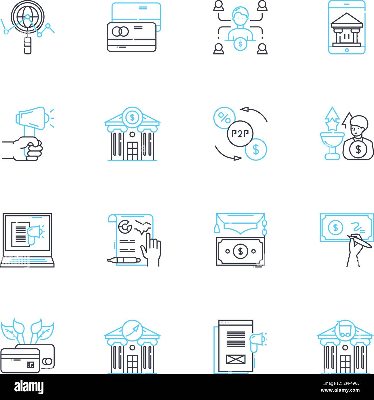 Diagram banking linear icons set. Visualization, Finance, Graph, Chart ...